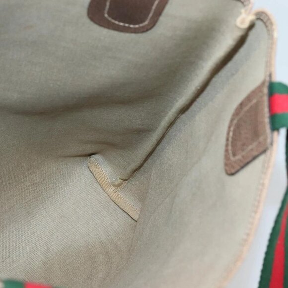 GUCCI GG Supreme Web Sherry Line Tote Bag PVC Beige Gold 39 02 0031 Auth ep9436 - Picture 13 of 16